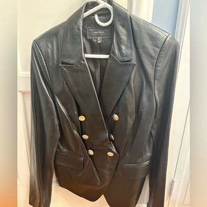 NWOT KAREN MILLEN leather jacket with gold accent buttons. US 10/ UK 14.